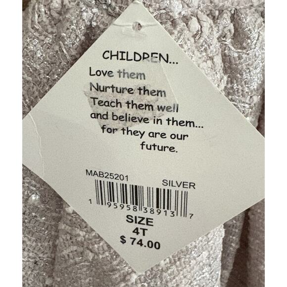 BLUEBERI BOULEVARD Little Girls Sz 4T Sleeveless Bubble Dress Silver NWT Holiday - Picture 8 of 12